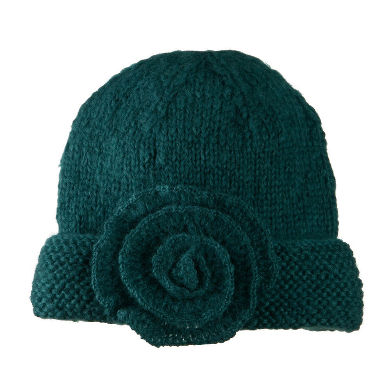 Ladies Flower Accent Cuff Beanie