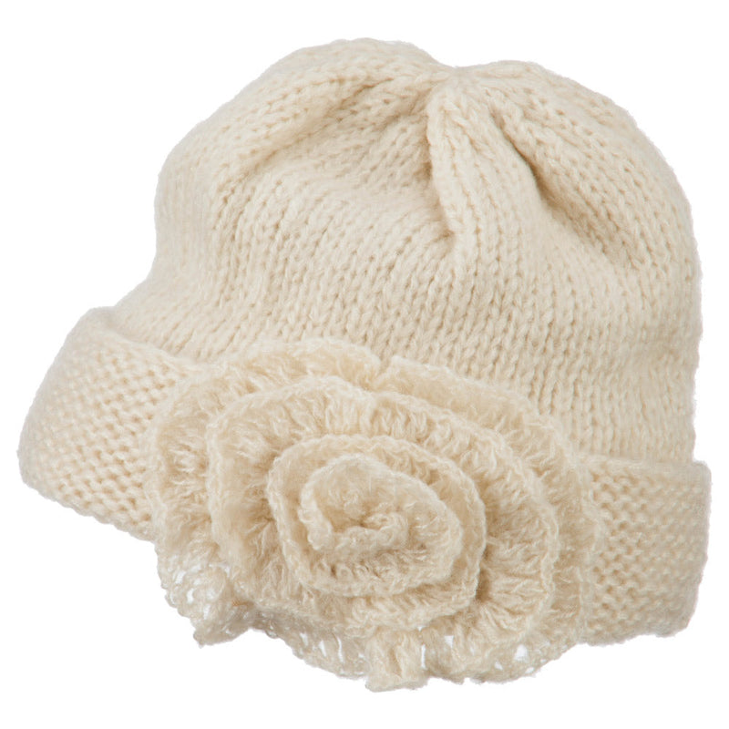 Ladies Flower Accent Cuff Beanie