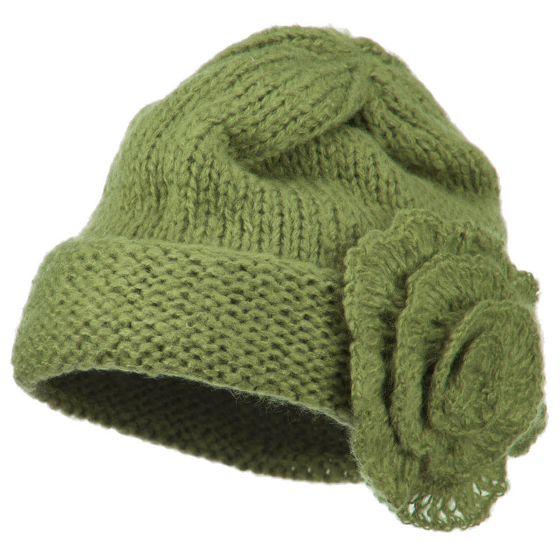 Ladies Flower Accent Cuff Beanie