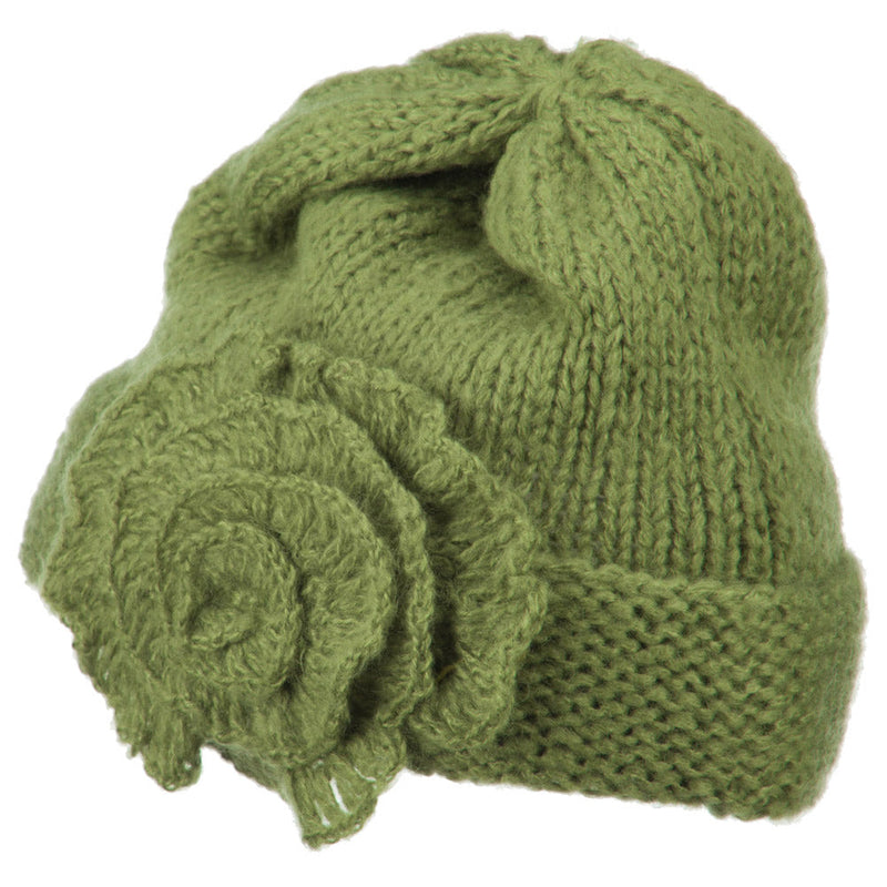 Ladies Flower Accent Cuff Beanie