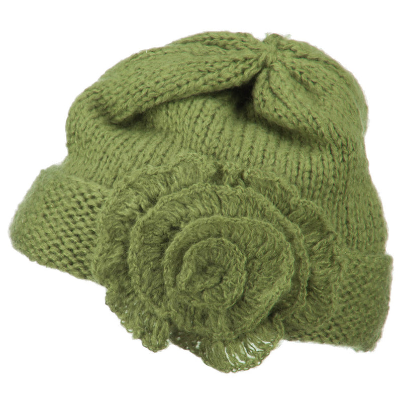 Ladies Flower Accent Cuff Beanie