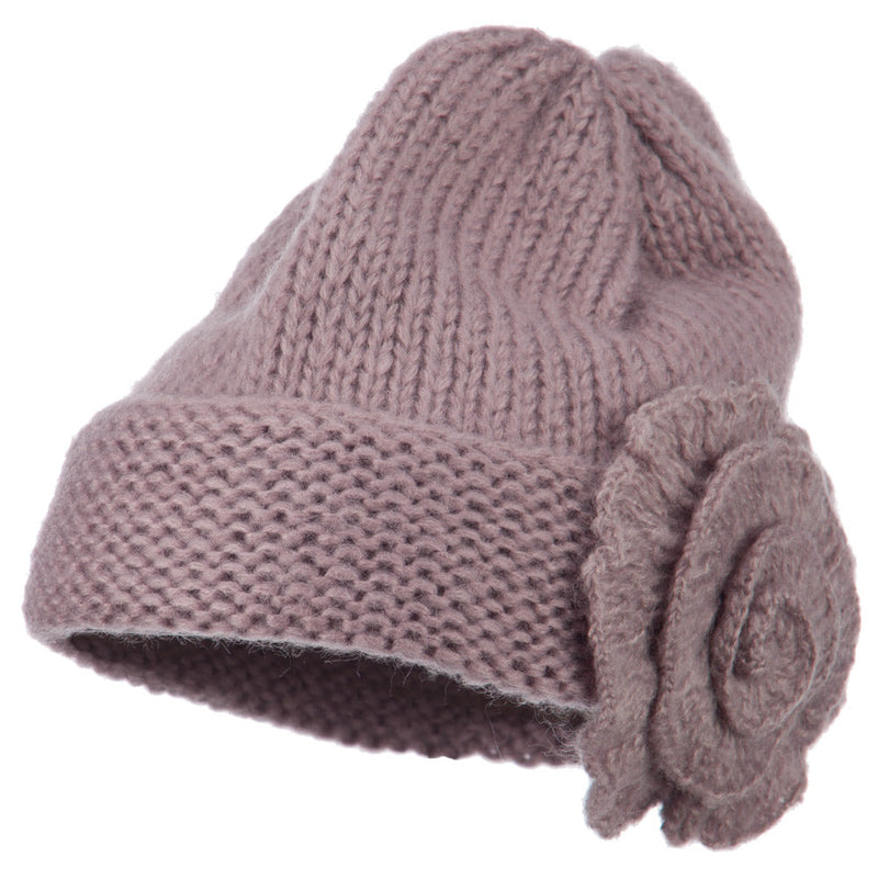 Ladies Flower Accent Cuff Beanie