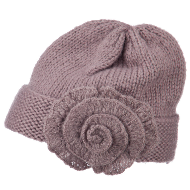 Ladies Flower Accent Cuff Beanie