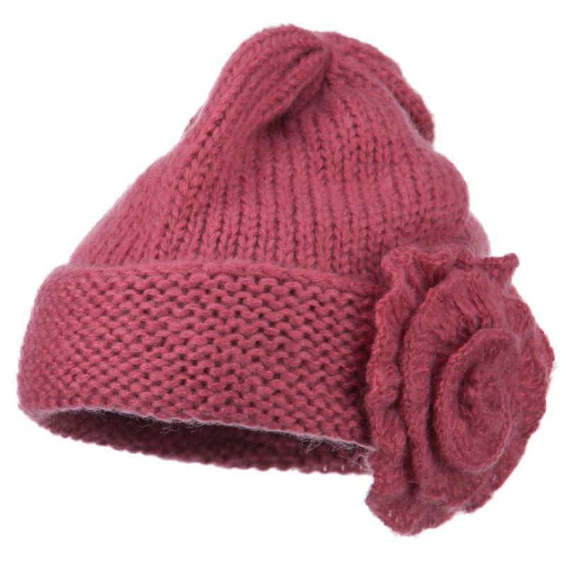 Ladies Flower Accent Cuff Beanie