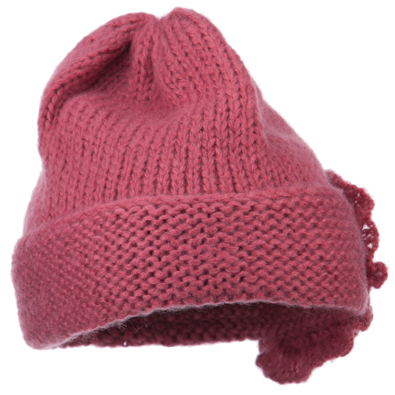 Ladies Flower Accent Cuff Beanie