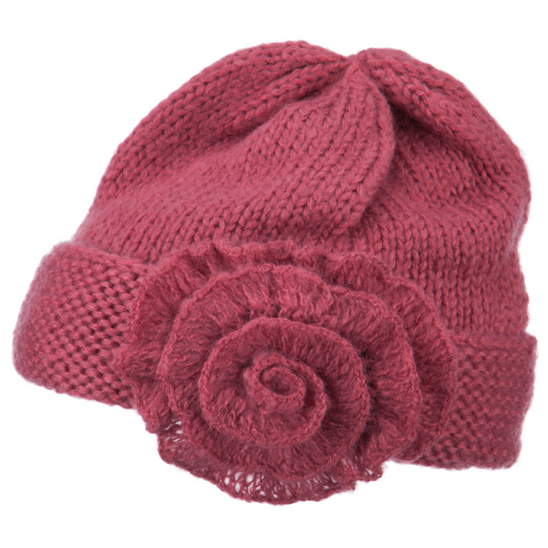 Ladies Flower Accent Cuff Beanie