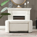 Fuji - Oval Storage Bench, Upholstered - Ivory White by HouseOfZazla