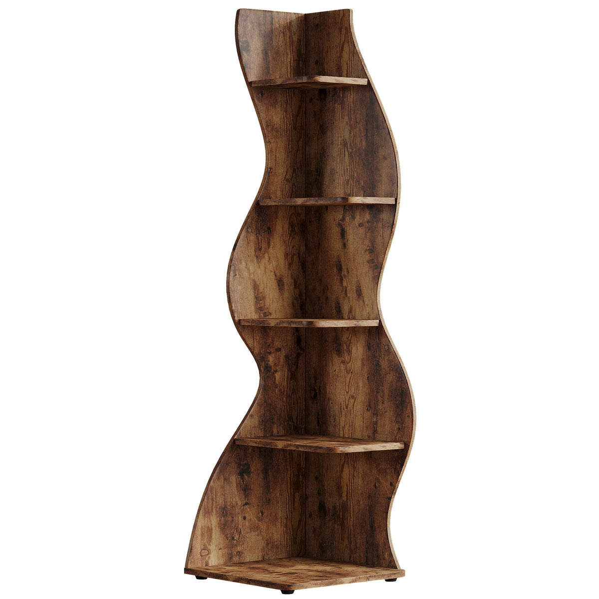 5 Tier Wavy Corner Bookshelf And Plant Stand For Living Room, photo 6 of 24