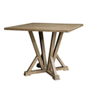 Modern Farmhouse Square Counter Table Solid Wood Rubberwood Antique Finishing Rustic Look Distressed Look Wire Brushed For 4 Seaters - Grayish Brown by HouseOfZazla