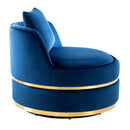 360 Degree Swivel Accent Chair Velvet Modern Upholstered Barrel Chair Over-Sized Soft Chair with Seat Cushion for Living Room, Bedroom, Office, Apartment, Blue