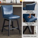 26" Upholstered Swivel Bar Stools Set of 2, Modern PU Leather High Back Counter Stools with Nail Head Design and Wood Frame