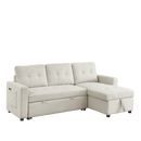 78.5" Sleeper Sofa Bed Reversible Sectional Couch with Storage Chaise and Side storage bag for Small Space Living Room Furniture Set