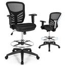 Mesh Drafting Chair Office Chair with Adjustable Armrests and Foot-Ring-Black by LJGDeals