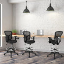 Mesh Drafting Chair Office Chair with Adjustable Armrests and Foot-Ring-Black by LJGDeals