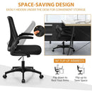 Swivel Mesh Office Chair with Foldable Backrest and Flip-Up Arms-Black by LJGDeals