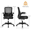 Swivel Mesh Office Chair with Foldable Backrest and Flip-Up Arms-Black by LJGDeals