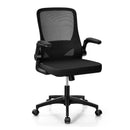 Swivel Mesh Office Chair with Foldable Backrest and Flip-Up Arms-Black by LJGDeals