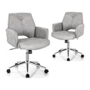 Adjustable Hollow Mid Back Leisure Office Chair with Armrest-Gray by LJGDeals