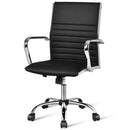 High Back Ribbed Office Chair with Armrests-Black