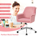 Velvet Accent Office Armchair with Adjustable Swivel and Removable Cushion by LJGDeals