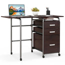Home Office Folding Computer Laptop Desk Wheeled with 3 Drawers by LJGDeals