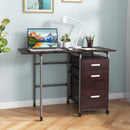 Home Office Folding Computer Laptop Desk Wheeled with 3 Drawers by LJGDeals