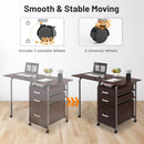 Home Office Folding Computer Laptop Desk Wheeled with 3 Drawers by LJGDeals
