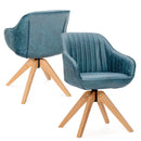 Modern Leathaire Set of 2 Swivel Accent Chair with Beech Wood Legs by LJGDeals