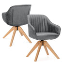 Modern Leathaire Set of 2 Swivel Accent Chair with Beech Wood Legs by LJGDeals