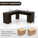 66 Inch L-Shaped Writing Study Workstation Computer Desk with Drawers-Coffee by LJGDeals