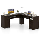 66 Inch L-Shaped Writing Study Workstation Computer Desk with Drawers-Coffee by LJGDeals