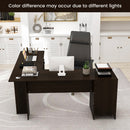 66 Inch L-Shaped Writing Study Workstation Computer Desk with Drawers-Coffee by DirectDeals