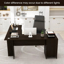 66 Inch L-Shaped Writing Study Workstation Computer Desk with Drawers-Coffee by LJGDeals
