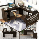 66 Inch L-Shaped Writing Study Workstation Computer Desk with Drawers-Coffee by LJGDeals
