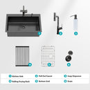 Drop-In Stainless Steel Kitchen Sink With Pull-Out Faucet And Soap Dispenser