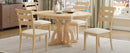 5-Piece Farmhouse Round Pedestal Extending Dining Table Set Extendable Kitchen Table Set with 15.8" Removable Leaf and Ladder Back Dining Chairs for Small Places, Natural