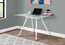 Computer Desk For Home Office, Laptop, Tempered Glass, Contemporary & Modern - White by HouseOfZazla
