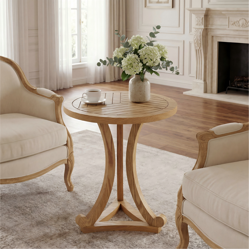 Natural Finish Round Wood Accent Table, photo 4 of 10