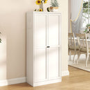 Kitchen Pantry Cabinet Adjustable Storage With 4 Shelves, Heavy Duty Freestanding Pantry Organizer - White by HouseOfZazla