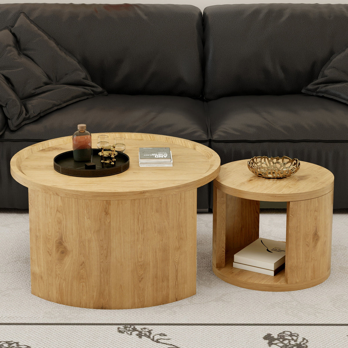 Round Nesting Coffee Table Set of 2, photo 7 of 10