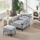 Accent Chairs with Ottoman, Velvet Fabric Armchair with Ottoman for Bedroom Living Room, Modern Chair with cup holder, Adjustable Backrest and Side Pockets.