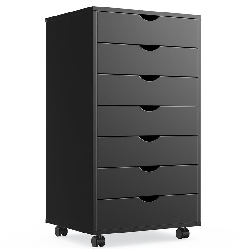 7 Drawer Chest - Storage Cabinets with Wheels Dressers Wood Dresser Cabinet Mobile Organizer Drawers for Office