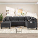 U Shaped Sectional Sofa, Corner Living Room Couch With Built In Cup Holders, Storage, USB Ports by HouseOfZazla