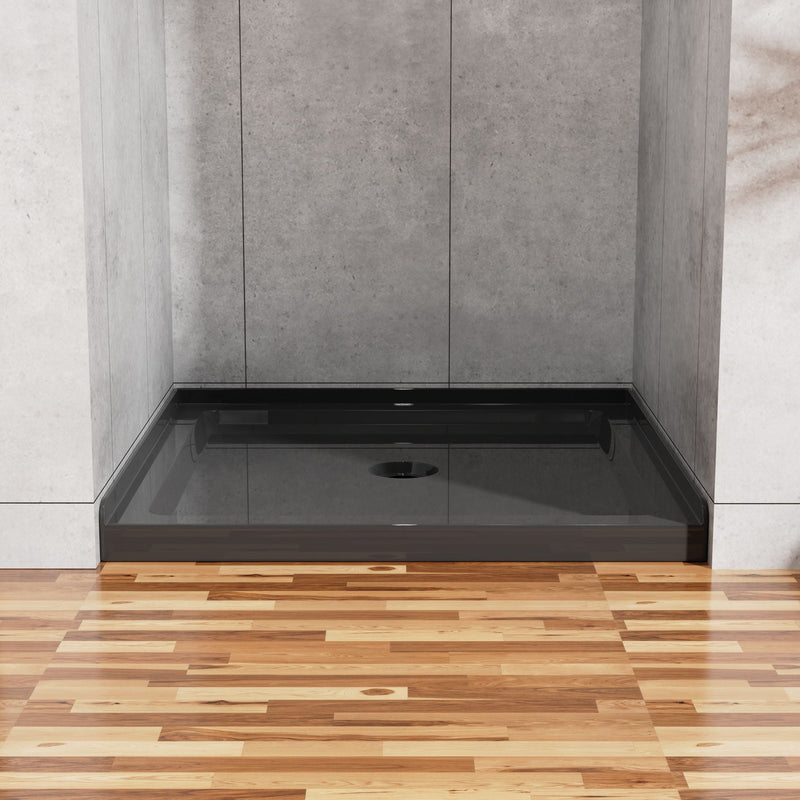 Shower Base, Anti Slip Center Drain Single Threshold - Black, photo 3 of 6