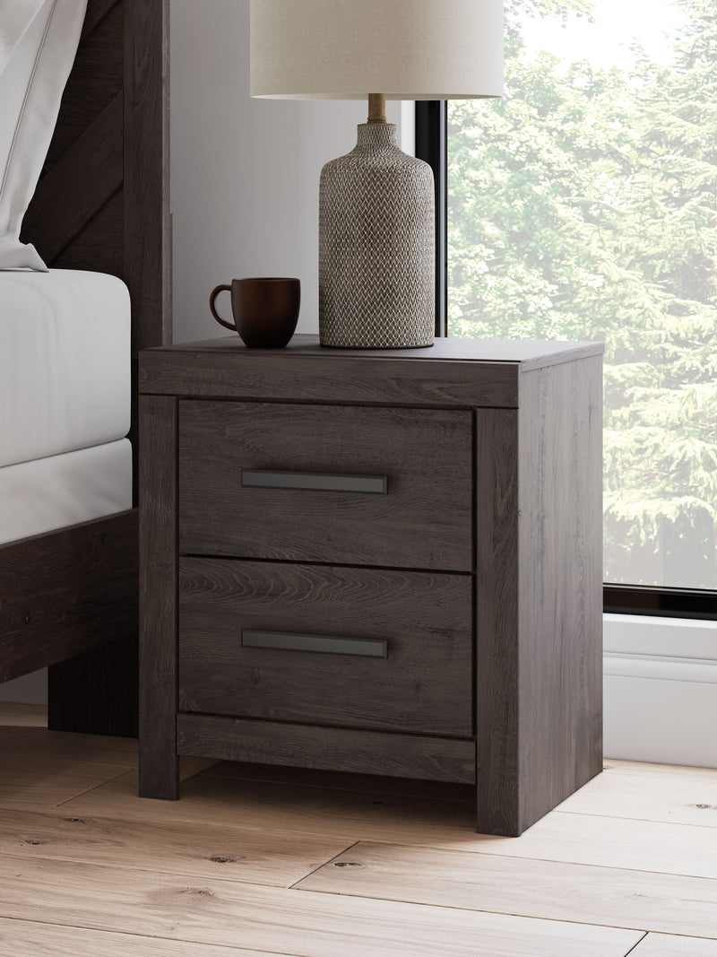 Prendonea - Two Drawer Night Stand - Charcoal, photo 6 of 7