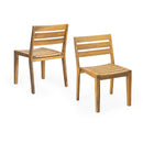 Outdoor Acacia Wood Dining Side Chair Set (2-Pack)