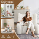 Bean Bag Chair For Adults, Lazy Floor Sofa Couch Memory Foam Bean Bag Sofas Chenille Fabric Reading Chair Comfortable Corner Lounge Sofa For Living Room - White by HouseOfZazla