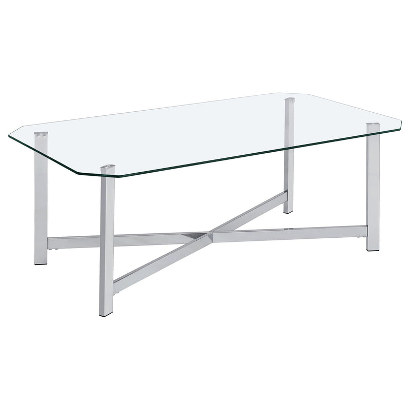 Cronin 2-piece Tempered Glass Top Coffee Table Set Chrome, photo 7 of 7