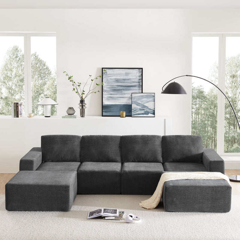 Walker Edison | Chenille Modular U-Shaped Sectional Sofa