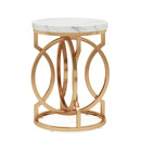 Round End Table With O-Shaped Base - White / Gold by HouseOfZazla